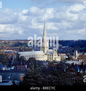 Cathédrale de Norwich de Norwich Castle Banque D'Images