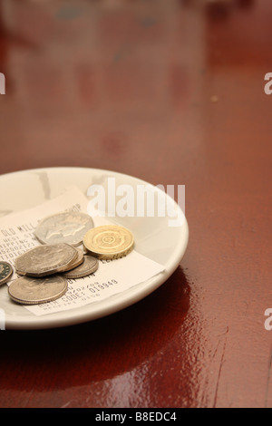 A l'extrémité gauche sur un plat dans un restaurant. Banque D'Images