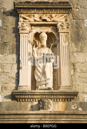 Statue de St Blaise dans la Porte Pile Dubrovnik Site du patrimoine mondial de l'Istrie Croatie Europe Banque D'Images