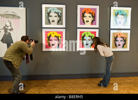 Six gravures de model Kate Moss par Banksy, artiste inspiré par Andy Warhol's image emblématique de Marilyn Monroe, Banque D'Images