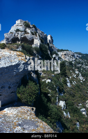 Fort médiéval ou la Citadelle (c13e) des Baux, Alpilles, Provence, France Banque D'Images