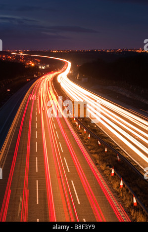 L'autoroute m1 à la vue en direction nord à partir d'un pont entre la sortie 27 28 près de selston Limburg Banque D'Images