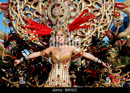 Reine du carnaval en 2009 le carnaval de Las Palmas de Gran Canaria. Banque D'Images