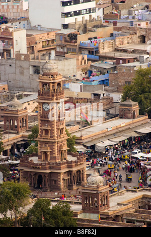 Tour de l'horloge à Jodhpur Rajasthan Inde Bazar Banque D'Images