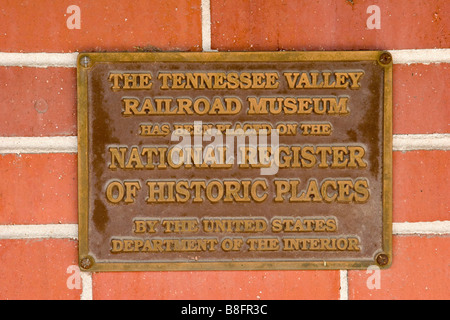 Marqueur historique à la Tennessee Valley Railroad Museum à Chattanooga Banque D'Images