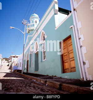 Logement coloré et boorhaanol mosquée de longmarket street bo kaap à Cape Town en Afrique du Sud, en Afrique sub-saharienne. couleur couleur maison maisons bokaap Banque D'Images