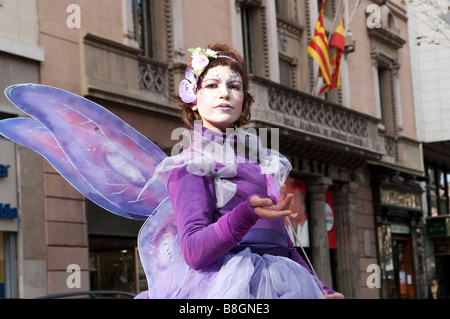 Les droits de l'effigie sur La Rambla, Barcelone, Espagne Banque D'Images