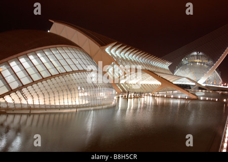 Cité des Arts et des Sciences de Valence en Espagne la nuit Banque D'Images