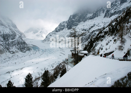 Glacier, Mer de Glace, Le Train du Montenvers, Chamonix, 74, Haute Savoie, France, Europe Banque D'Images