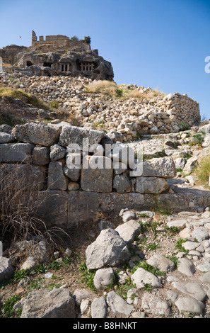 L'ancienne forteresse de Kanli agi sur la colline de l'Acropole à Tlos Turquie Banque D'Images