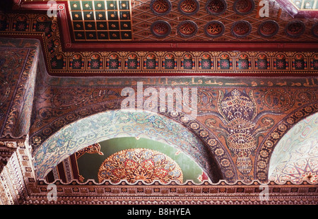 Le dôme du Rocher, Jérusalem, de l'intérieur décoration en mosaïque Banque D'Images