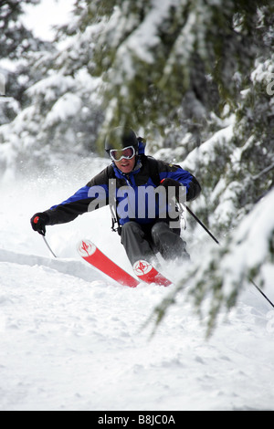 Cours de ski freeride sur Mount Hood Meadows ski resort dans l'Oregon aux États-Unis Banque D'Images