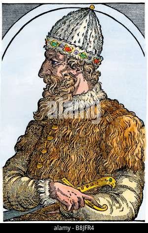 Ivan III, connu sous le nom de Ivan le Grand Grand Prince de Moscovie. À la main, gravure sur bois Banque D'Images