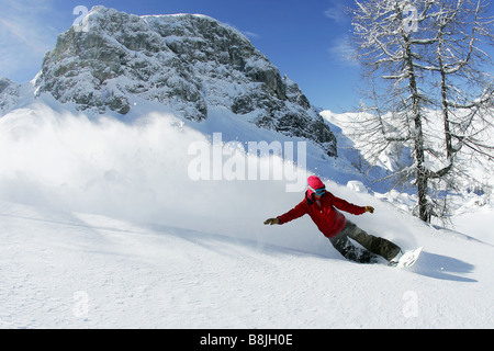 Descente en snowboard Nassfeld, Autriche Banque D'Images