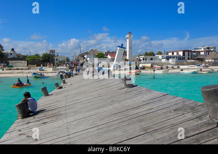 Dock à Puerto Morelos Caribe état de Quintana Roo Riviera Maya Yucatan Mexique Banque D'Images