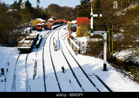 Une scène d'hiver à la gare de Goathland, Yorkshire du Nord Banque D'Images