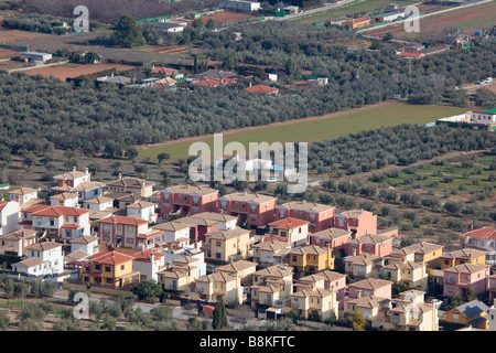 Vue aérienne de nouveaux logements sur la plaine ou Vega de grenade près de Atarfe Granada Province Espagne Banque D'Images