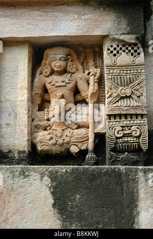 Satrughnesvara- Temple Kartikeya dans certains créneaux. L'Orissa, Bhubaneshwar (Inde). Banque D'Images