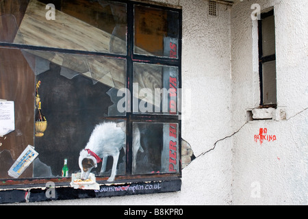 Les peintures murales ont été créées dans le cadre de la Semaine de l'Art de Purbeck en 2007. Elles représentent le passé, le présent et l'avenir du site. Banque D'Images