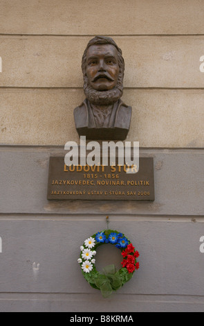 Ľudovít Štúr Plaque. Un ancien chef de la renaissance nationale slovaque au 19ème siècle, Bratislava, Slovaquie. Cette statue se trouve en Slovaquie. Banque D'Images