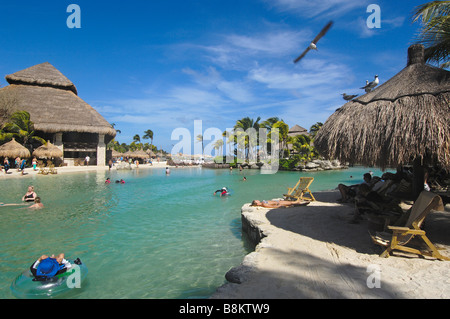 Zone de plage parc archéologique écologique Xcaret Playa del Carmen Quintana Roo Riviera Maya état péninsule du Yucatan Mexique Banque D'Images