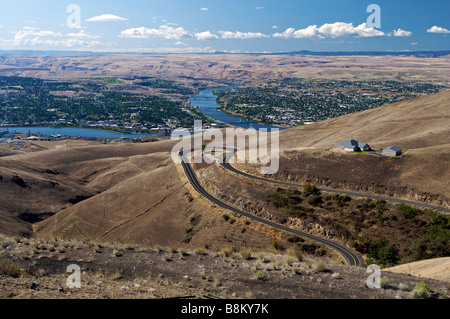 Lewiston idaho et gauche clarkston Washington à la confluence de la rivière Snake et de la clearwater nommé pour célèbre exploers lewi Banque D'Images