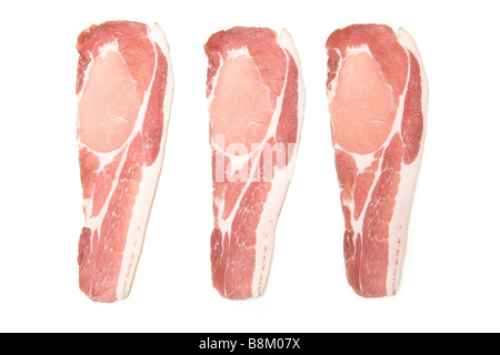 Tranches de bacon isolated on a white background studio Banque D'Images