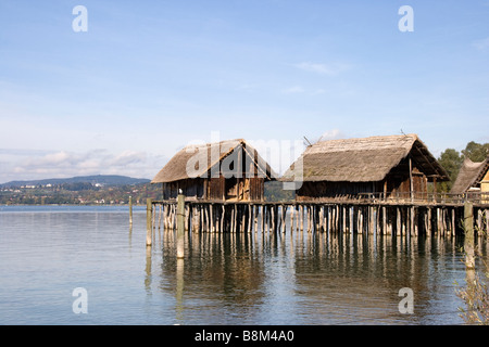 Unteruhldingen Pfahlbauten Lac de Constance Bodensee Allemagne Deutschland Banque D'Images