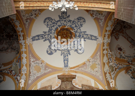 Détail du plafond Real Monasterio de Santa Maria de la Valldigna, Simat de Valldigna, Valencia Prov. Communauté autonome de Valence, Espagne Banque D'Images