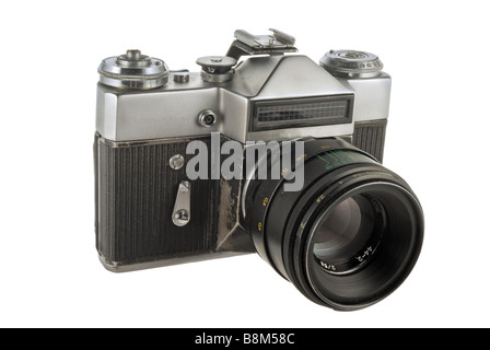 Ancien appareil photographique avec lentille close up Banque D'Images