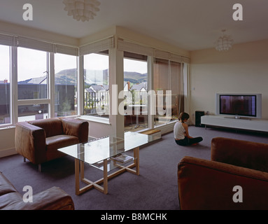 Intérieur salon de la princesse Gate housing project, Édimbourg, Écosse, Royaume-Uni Banque D'Images