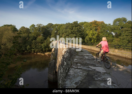 Le chemin de halage Taff Trail du Monmouthshire et brecon canal à brynich aqueduc sur la rivière Usk powys Pays de Galles Banque D'Images