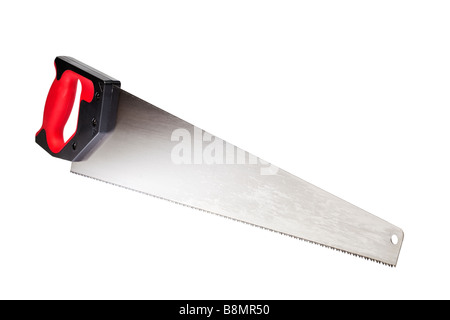 Scie à bois sur blanc dentelle Banque D'Images