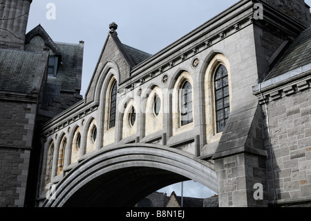 Pont de pierre intégrée menant au synode chambre cathédrale de la Sainte Trinité, le Christ l'Église ou la Cathédrale de Christchurch Dublin Banque D'Images