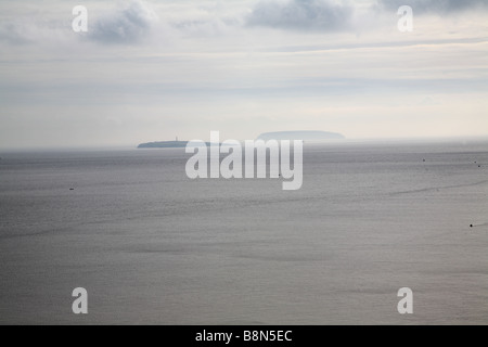 Télévision Holm et raide Holm dans le chenal de Bristol vu de Penarth Galles du Sud Banque D'Images