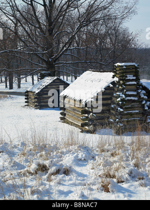 Cabines En hiver Valley Forge National Park, Valley Forge National Park, Pennsylvania USA Banque D'Images