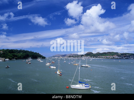 L'estuaire de la rivière Conwy Vue du pont vers Conwy Deganwy Conwy county borough North Wales UK Banque D'Images