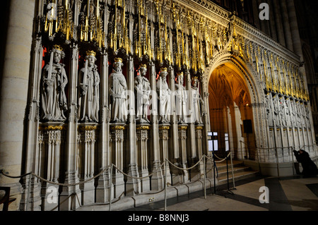 Pierres de quire écran à York Minster Cathédrale, Yorkshire, Angleterre, Royaume-Uni Banque D'Images