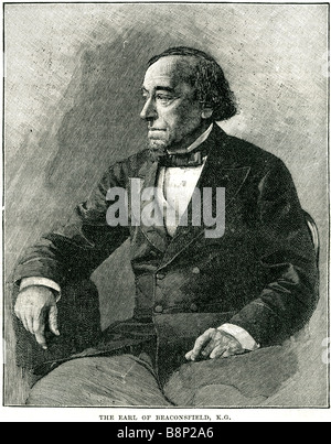 Comte de Beaconsfield Benjamin Disraeli 18041881 plus conservateur britannique Premier ministre figure littéraire Banque D'Images