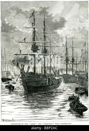 Départ du HMS Alert HMS Discovery 1875 portmouth expédition arctique marine royale britannique Banque D'Images