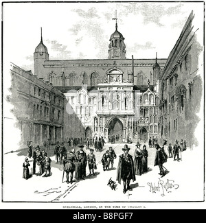 Guildhall de Londres, dans le temps de Charles I Le Guildhall est un bâtiment de la ville de Londres, près de Cheapside et Basinghall Street Banque D'Images