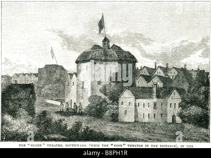 Le Globe theatre southwark rose avec le theatre de la distance en 1613, le Globe Theatre était un théâtre à Londres associée w Banque D'Images