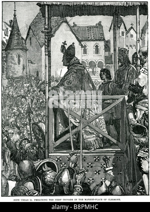 Le pape Urbain II prêchant la première croisade sur le marché de clermont le pape Urbain II (1042 - 29 juillet 1099), née Othon de la Banque D'Images