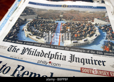 La question de l'inauguration d'Obama Phildelphia journal Inquirer Banque D'Images