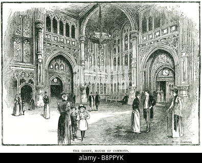 Le lobby Chambre des communes Parlement du Royaume-Uni 1866 Palais de Westminster Banque D'Images