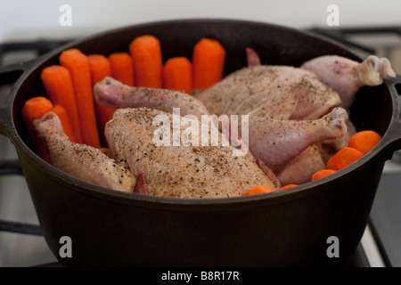 Poulet de Cornouailles rôti prêt à être Banque D'Images