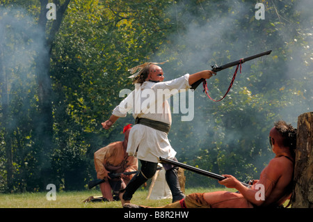 Native American Indian reenactors de Fort Boonesborough Kentucky USA Banque D'Images