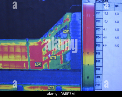 Image de thermographie d'un bâtiment Banque D'Images