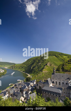 Vue depuis le château de Metternivch sur vallée de la Moselle et Beilstein, Allemagne, Rhénanie-Palatinat, Moseltal Banque D'Images