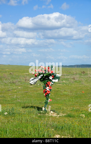 Roadside Memorial pour la victime d'un accident de la circulation, CA Banque D'Images